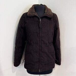 L.L. Bean Quilted Goose Down Full Zip Jacket Coat Womens Parka chocolate Brown